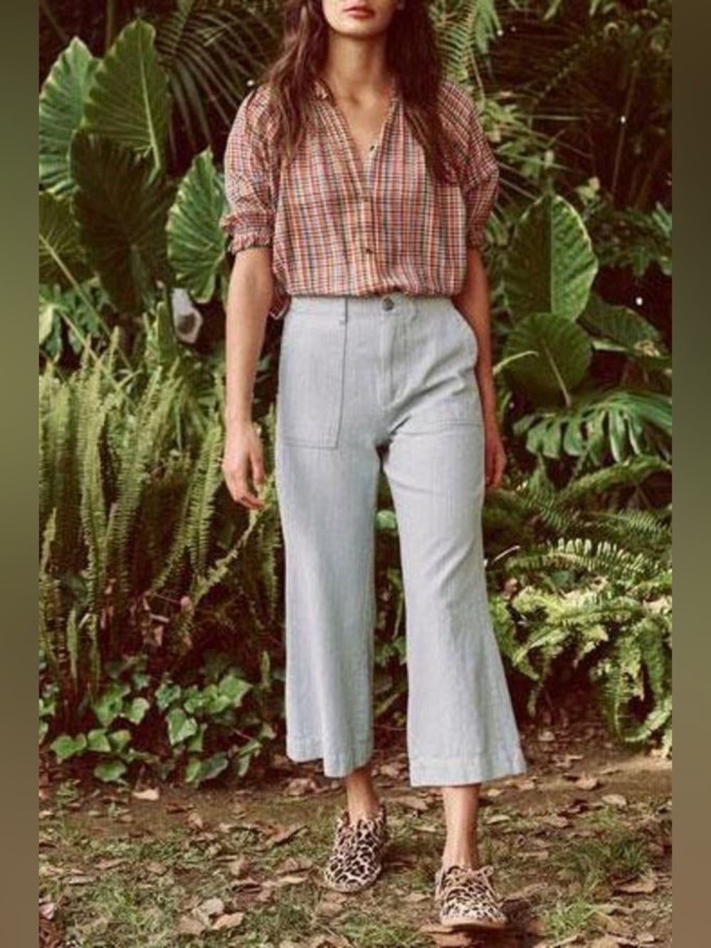 The GREAT Multicolor Plaid Button-Front Blouse